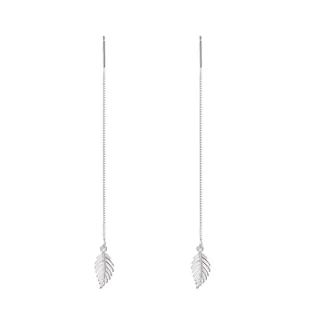 

S925 Ear Jewelry Female Korean Version of Forest Sweet Leaf Ear Line Leaf Tassel Earrings Female