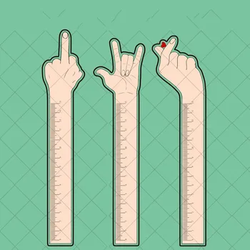 

1 Pcs Kawaii 15cm Acrylic Hand Gesture Heart Finger Measuring Straight Rulers Bookmark Drawing Ruler Stationery School Supplies