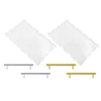 

2 Packs Silicone Resin Tray Mold Platter Molds with 4 Handles, Epoxy Resin Casting Molds for DIY Making Tray