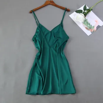 

Women Sexy Backless Sleepwear Spaghetti Strap Nightdress Satin Intimate Lingerie Nightgown Sleep Dress Casual Home Clothes