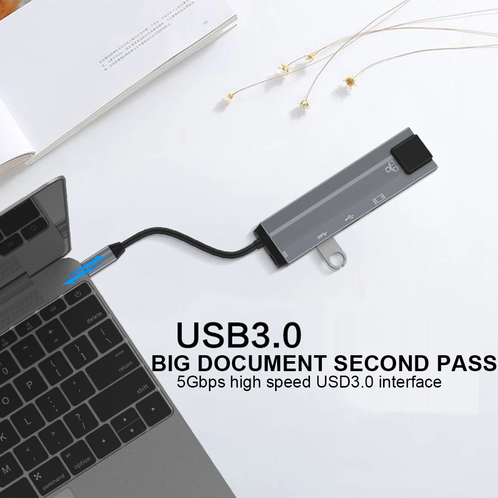 6 в 1 usb-хаб type C к HDMI 4K USB3.0 концентратор SD/TF адаптер USB 2,0 RJ45 PD адаптер концентратор для MacBook Pro samsung S8 S9