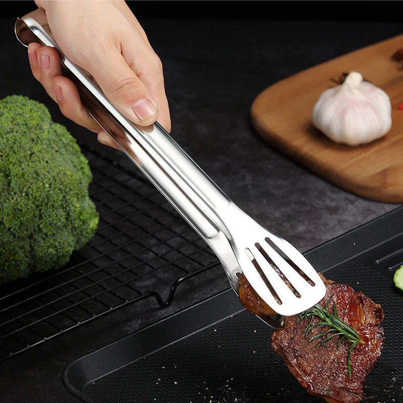 1PC Stainless Steel Kitchen Tongs BBQ Clip Food Tongs Pizza Bread Dessert Server Steak Salad Buffet Serving Clip Kitchen Tools (5)