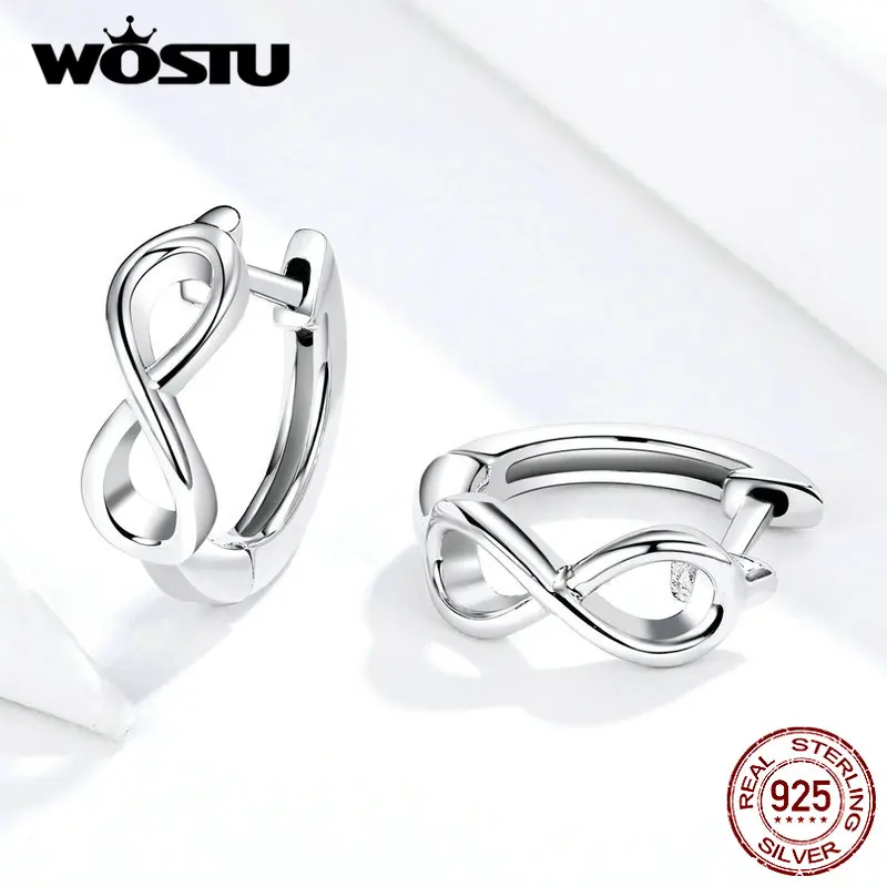 WOSTU, новинка, настоящее 925 пробы, серебряные серьги-гвоздики бесконечной любви для женщин, серебряные серьги, подарок CQE743