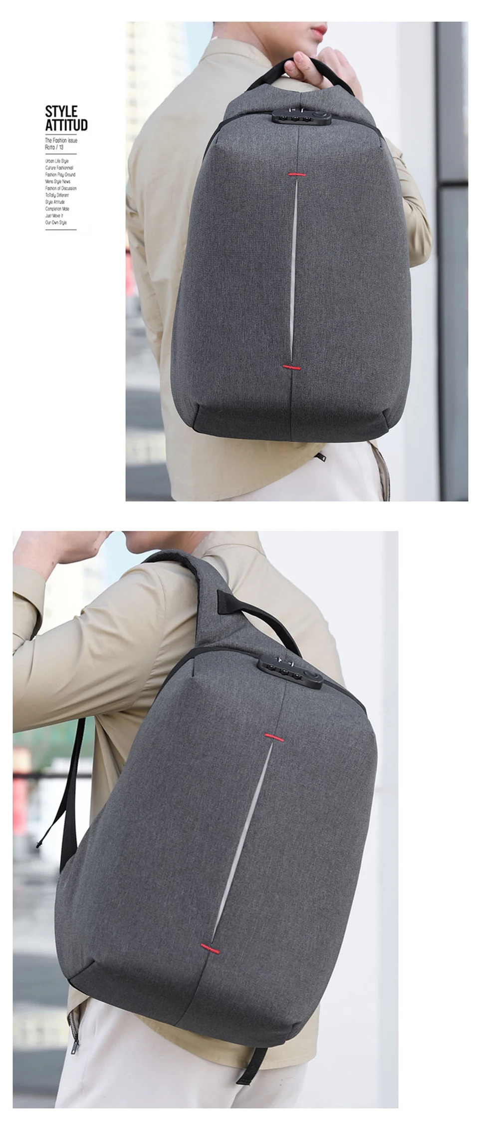 Laptop Backpack 15.6 Inch Notebook Back Pack Anti Theft Business Men Travel Bags Waterproof Male USB Charging Student Bagpack (11)