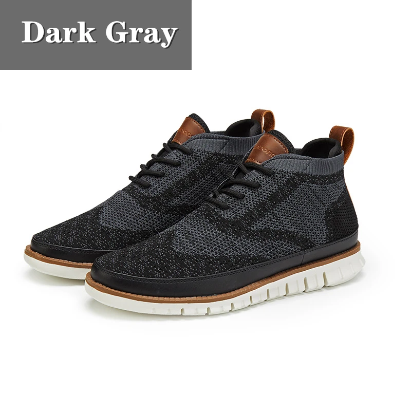 Dark Gray Misalwa мужские кроссовки с высоким берцем Flyknit, с двойным верхом, на шнуровке, легкая повседневная мужская обувь, удобные нескользящие Лоферы для вождения - Цвет: Dark Gray