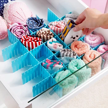 

Adjustable For Underwear Socks Storage Organizer Drawer Wardrobe Clapboard Partition 4 pcs/set DIY Grid Drawer Separator Divider