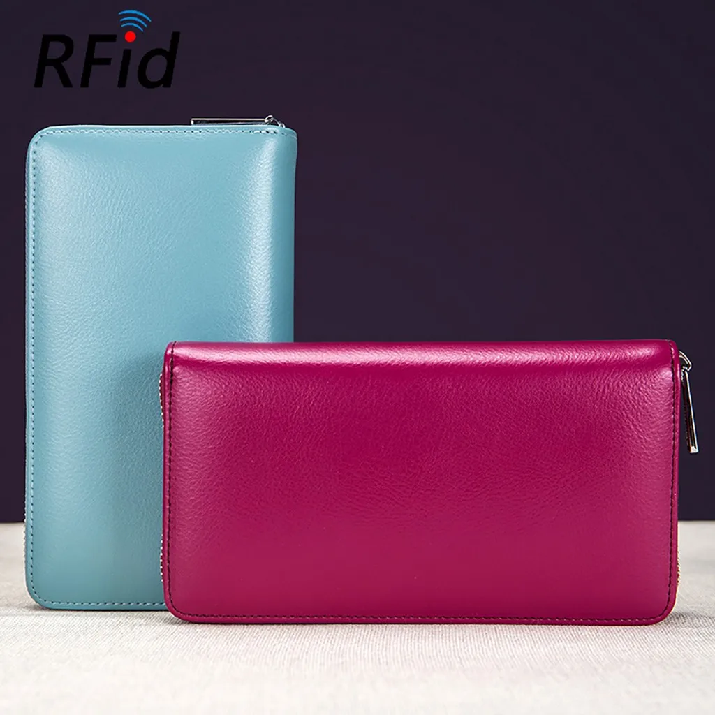 Модный женский кошелек RFID Кожаный Бумажник на молнии портмоне держатель карты Сумки Карманы Дамский бумажник-ридикюль Cartera Mujer