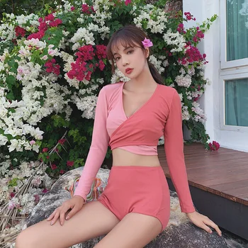 

Swimsuit Fused Push Up Beachwear Swimwear Summer 2019 Swim Suits Hot New Collection Three Piece Split Solid Polyester Sierra