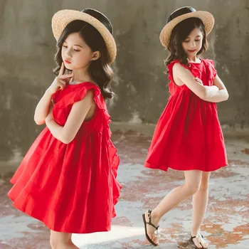 

summer Baby Girl Dresses Preppy Style Sleeveless Cotton Pleated Sundress Summer Toddler Girl Outfit 4 6 814 years