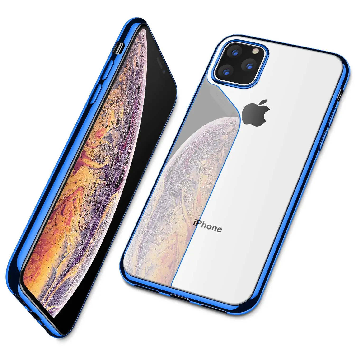 Чехол для Apple iPhone 11 Pro, тонкий прозрачный мягкий ТПУ, гибкий силиконовый чехол для iPhone 11 Pro 5,8 дюйма(), темно-зеленая рамка - Цвет: Синий