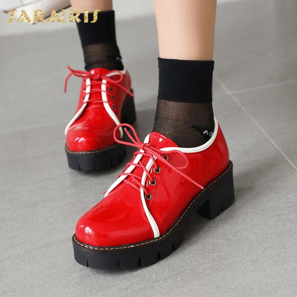 

Sarairis Fashion New 2020 Square Heels Lace Up Comfortable Shoes Woman Pumps Platform Spring/Autumn Fashion Pumps Women Shoes