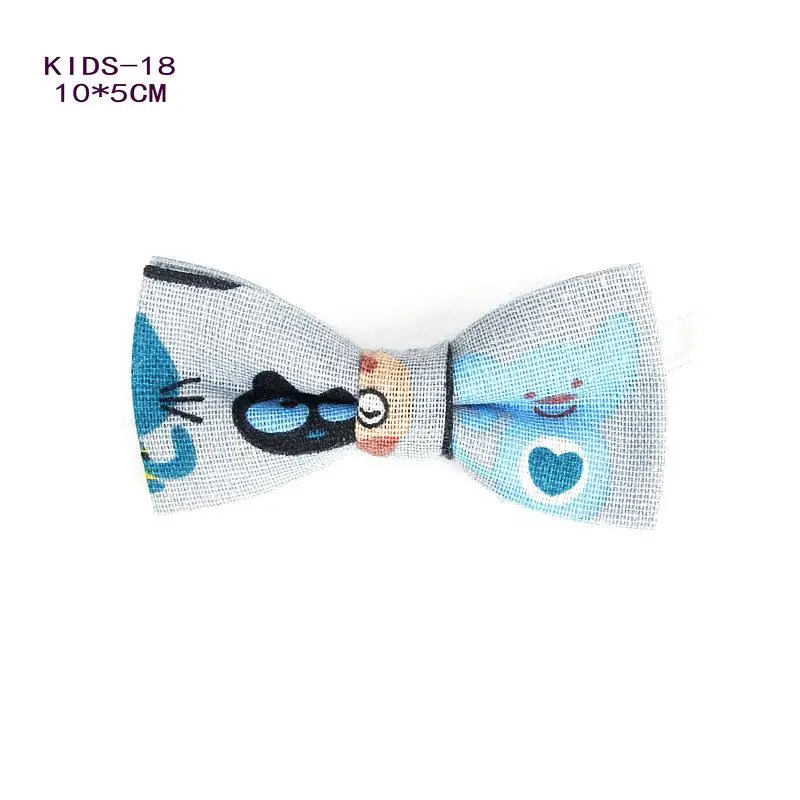 Детский Повседневный льняной хлопковый галстук-бабочка с животным принтом для девочек, галстук-бабочка с принтом дерева для взрослых, галстук-бабочка, свадебные банты - Цвет: kids-18