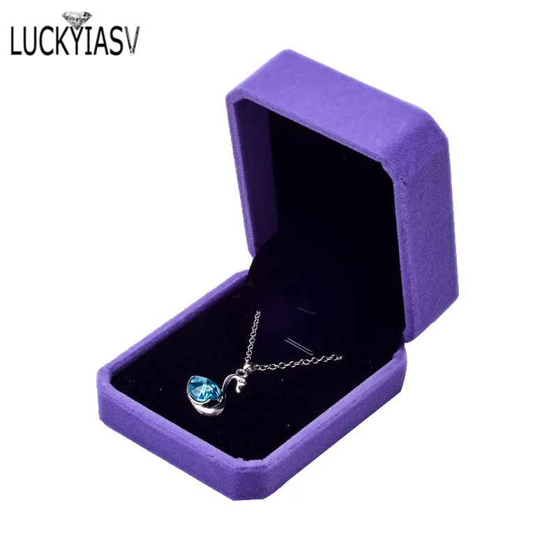 1 PC High Quality Jewelry Storage Boxes Presentation Necklace Pendant Jewelry Box Velvet Case Earrings Plastic Display Box