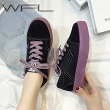 WFL/Женская парусиновая обувь; модная обувь из Вулканизированной Ткани; классическая шикарная обувь на плоской подошве; повседневные низкие кроссовки на шнуровке для женщин