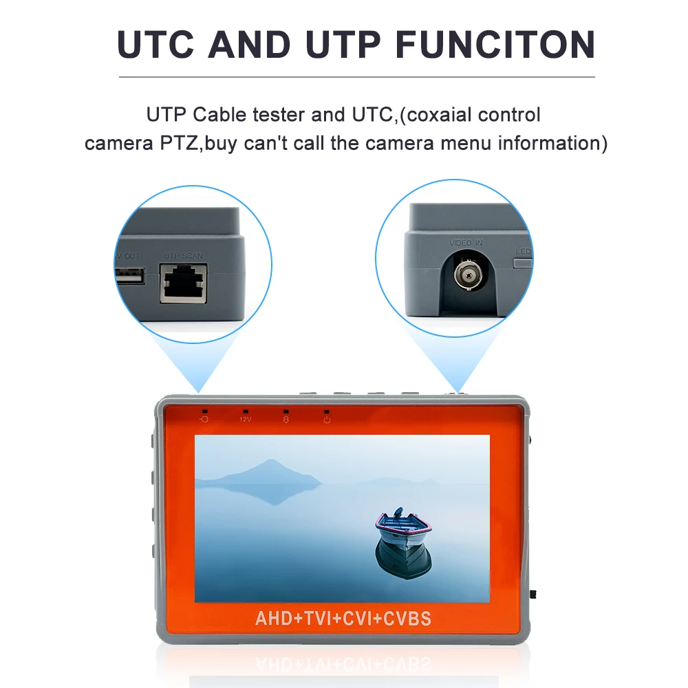 Тестер для камеры видеонаблюдения AHD 5 дюймов 8 Мп 12V1A PTZ UTP аудио видео тестер