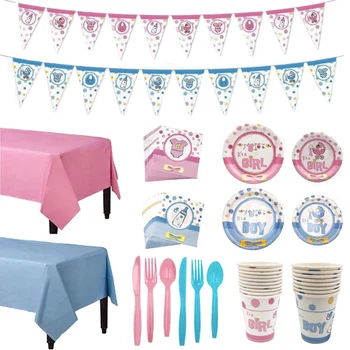 

Baby 1st Birthday Disposable Tableware Balloon Paper Cup Plate First One Birthday Party Table Decor Baby Shower Party Supplies