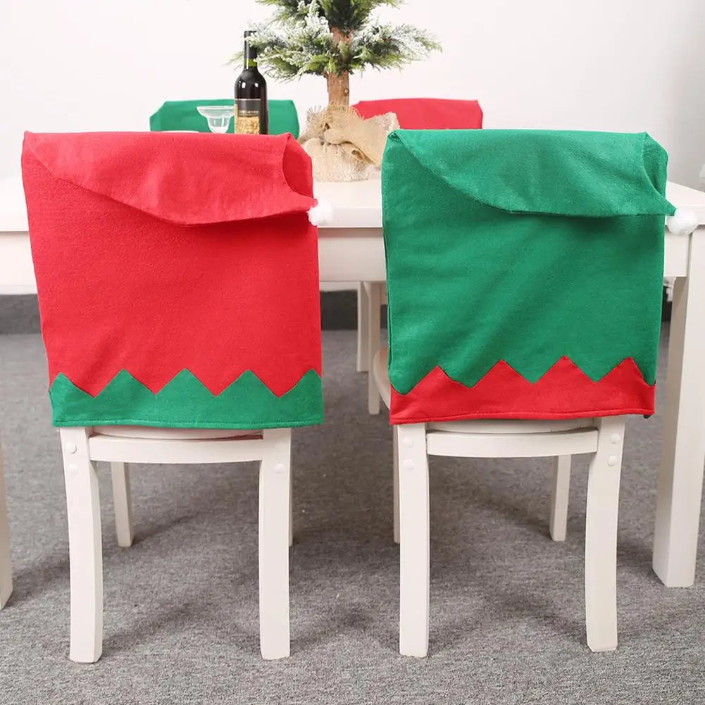 

2/4 PCS Chair Covers Christmas Decoration Dining Seat Red Green Cap Ornament Chair Back Covers Christmas Table New Year Gift