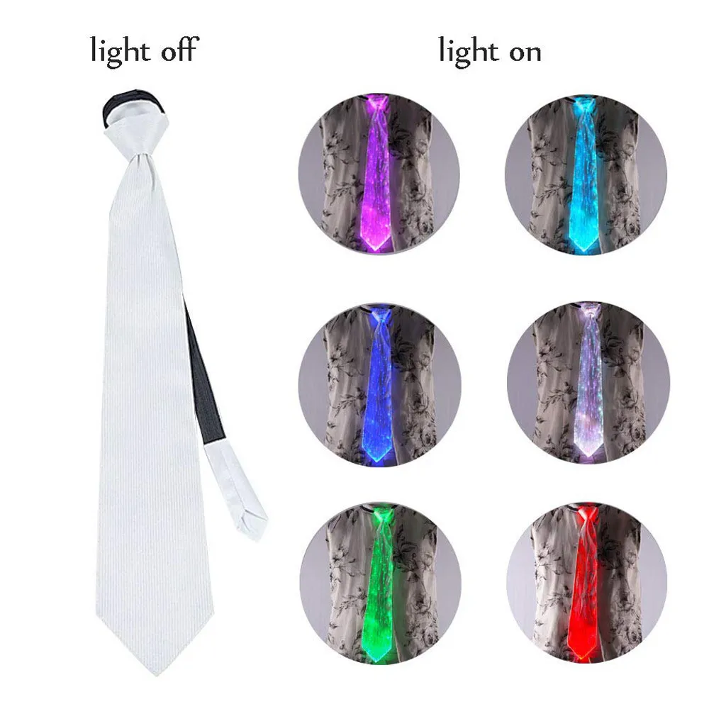 

LED Tie for Halloween Christmas Party Show Performance Costume Accessories White Seven-color Change Luminous Tie #Ju