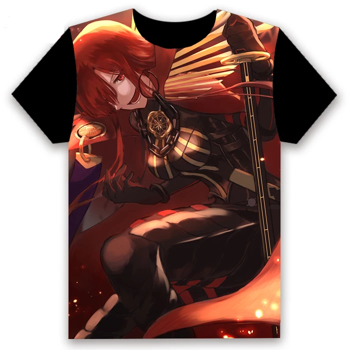Модная футболка аниме Fate/Grand Order Nobunaga Oda Косплей короткий рукав топы унисекс Повседневная Черная футболка Летняя забавная рубашка