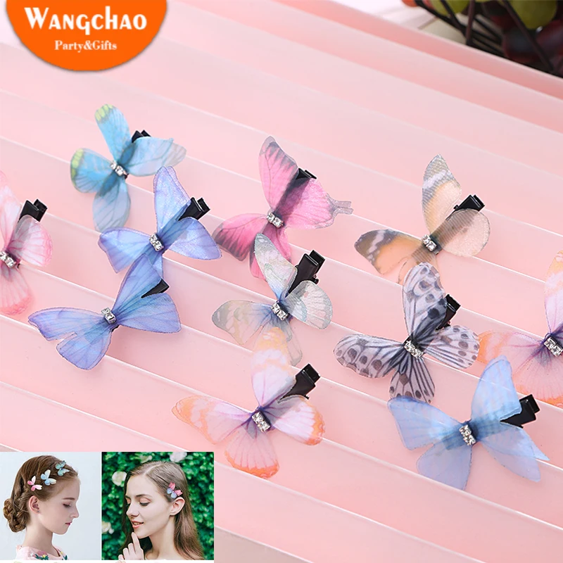 Смешанные двухслойные шифоновые тканевые бабочки из тюля украшение для сада