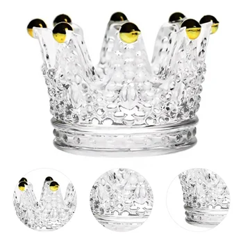 

1Pc Glass Crown Ashtray Candlestick Desktop Smoking Ash Tray Office Decor Holder