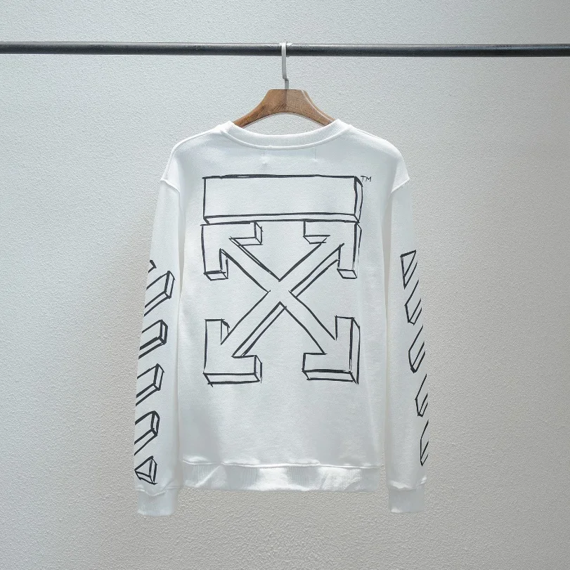 19ss OFF-WHITE C/O для мужчин и женщин VIRGIL ABLOH 3D эскиз стрела полоса с капюшоном уличная толстовка с круглым вырезом с капюшоном спортивная куртка
