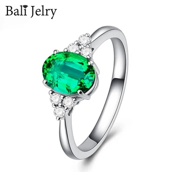 

Bali Jelry Trendy 925 Silver Ring for Women Oval Emerald Zircon Gemstone Accessories Finger Open Ring Wedding Party Dropshipping