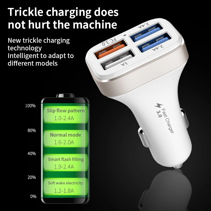 Быстрое зарядное устройство 3,0 Smart charger 4 USB порта автомобильное зарядное устройство 6.2A адаптер для iPhone XS Max XR X 11 7 6 6s Plus для samsung xiaomi