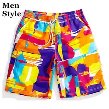 Цветные шорты для серфинга для мальчиков, мужчин и женщин, пляжные Play, 3 человека, носящие одинаковые купальники для пар, плюс размер, купальник