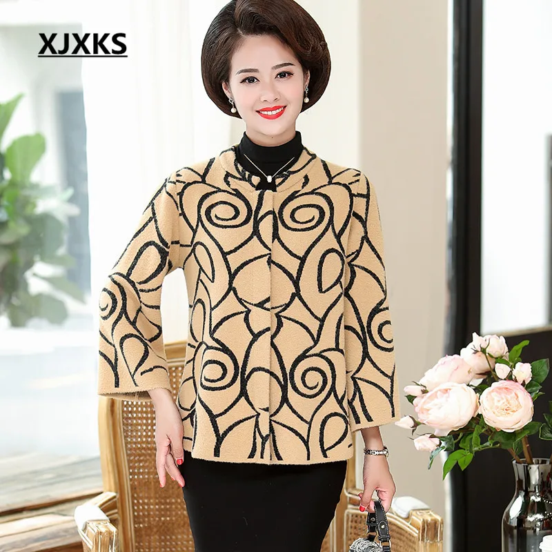 XJXKS Women woolen coat autumn winter new loose plus size comfortable casual high quality cashmere women coat - Цвет: Цвет: желтый