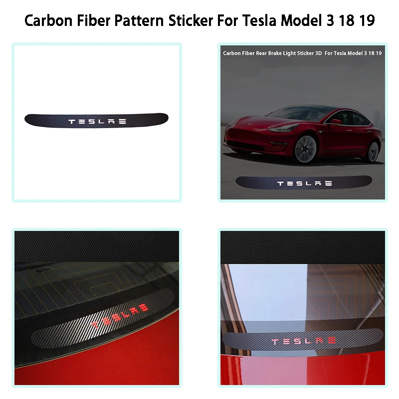 

Car Rear Brake Light Sticker 3D Carbon Fiber Pattern Sticker For Tesla Model 3 18 19