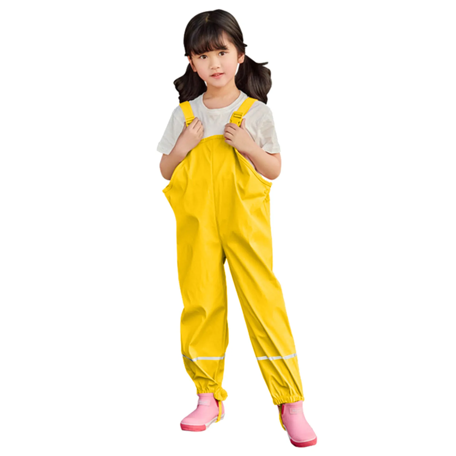 Toddler Kids Boys Girls Rain Dungarees Windproof Waterproof Mud Jumpsuit  Clothes 