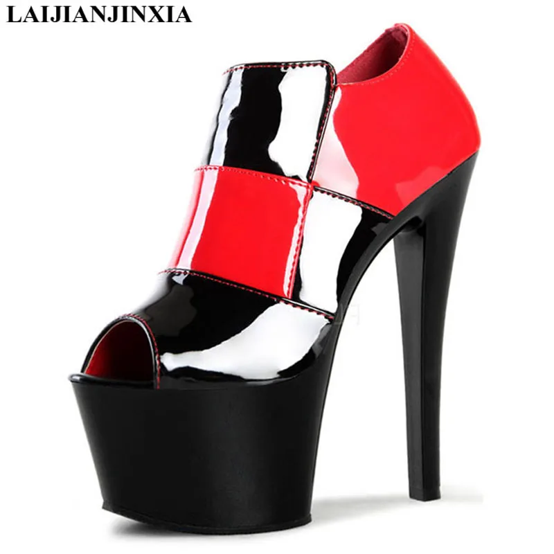 LAIJIANJINXIA zapatos de tacón alto de 17CM para mujer, calzado de  plataforma con punta abierta, en blanco y negro, estilo veraniego|Zapatos  de tacón de mujer| - AliExpress