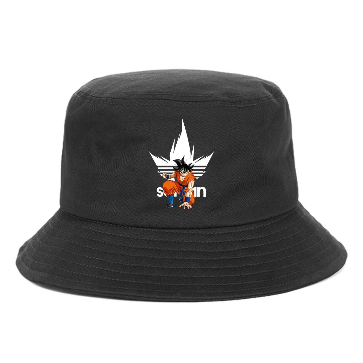 

Unisex Summer Foldable Bucket Hat Outdoor Sunscreen Fishing Cap Basin Windproof Sun Prevent Hats Dragon Ball Funny Print Hats