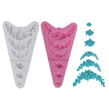 

1pc Rose Flower Garland Silicone Mold Cake Border Jewelry Wedding Decorating Tools