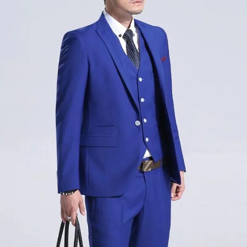 

Custom Made Men Blazers Suit Designs Bridegroom Royal Blue Suits Designer Wedding Suits (Jacket+Pants+Vest) A130