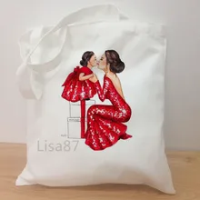 Женские холщовые сумки на плечо с милым рисунком для мамы и дочки, большие размеры, повседневная винтажная женская сумка на День Матери