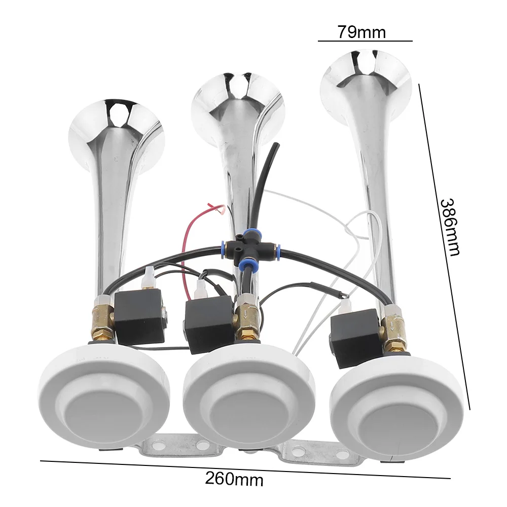 12 V/24 V 178dB супер громкий звуковой сигнал тройной трубы автомобиля воздушный рожок супер громкий звуковой сигнал для передних и задних фонарей мотоцикл Моторные лодки яхта внедорожник