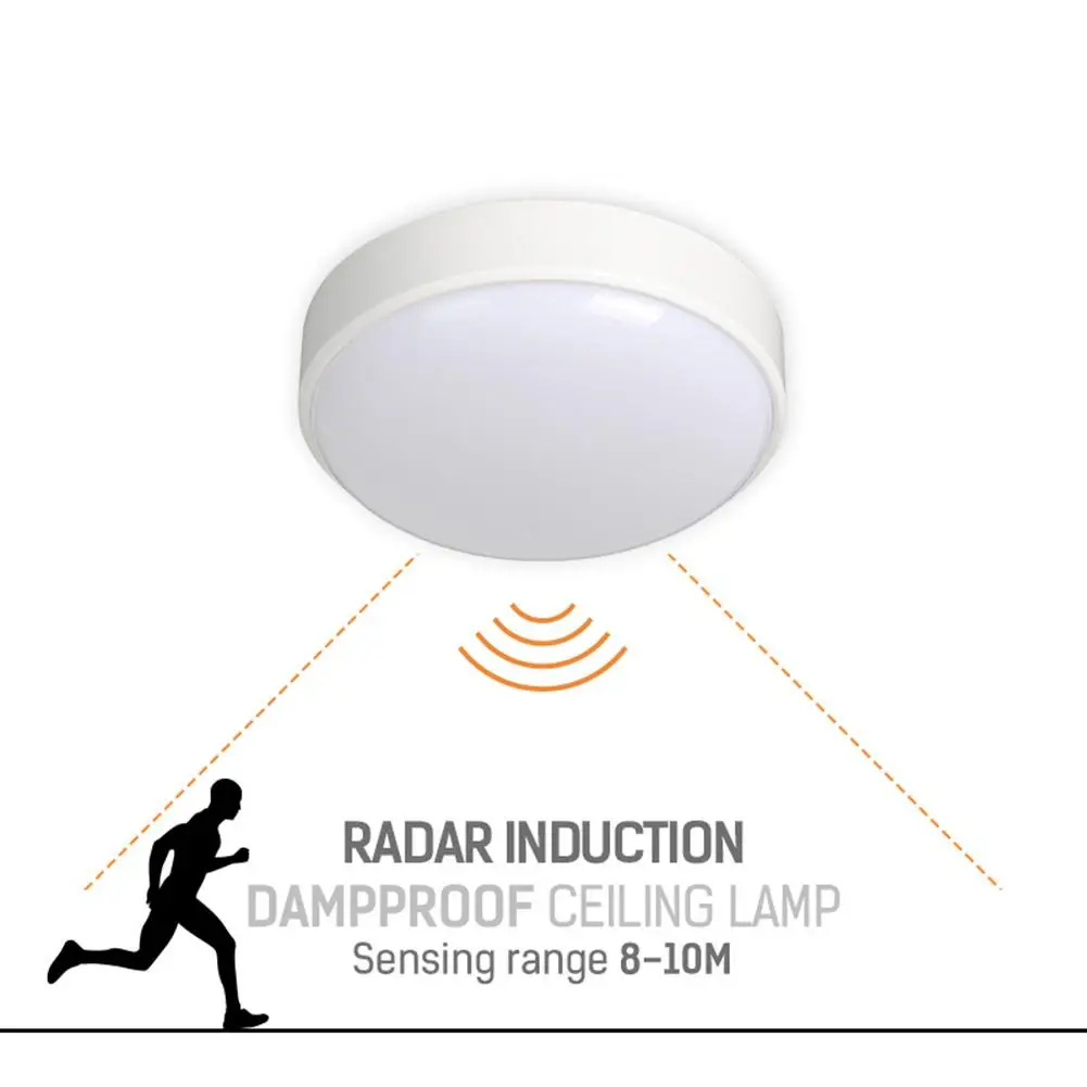 Светильник с датчиком движения для склада, коридора, светодиодный светильник с датчиком движения, влагостойкий потолочный светильник 20 Вт, светильник с датчиком движения для домашнего коридора