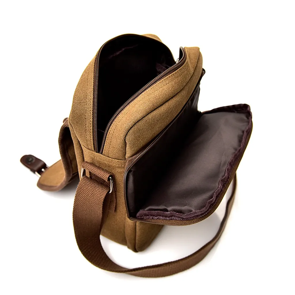 Multi-functional Men's Canvas Shoulder Crossbody Bag Large Capacity Messenger Bags Handbag Briescase Business Men Travel Bag