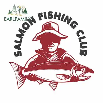 

EARLFAMILY 13cm X 12.2cm for Salmon Fishing Club Fine Car Stickers Waterproof Fashion DIY Custom Printing Creative 3D Decal