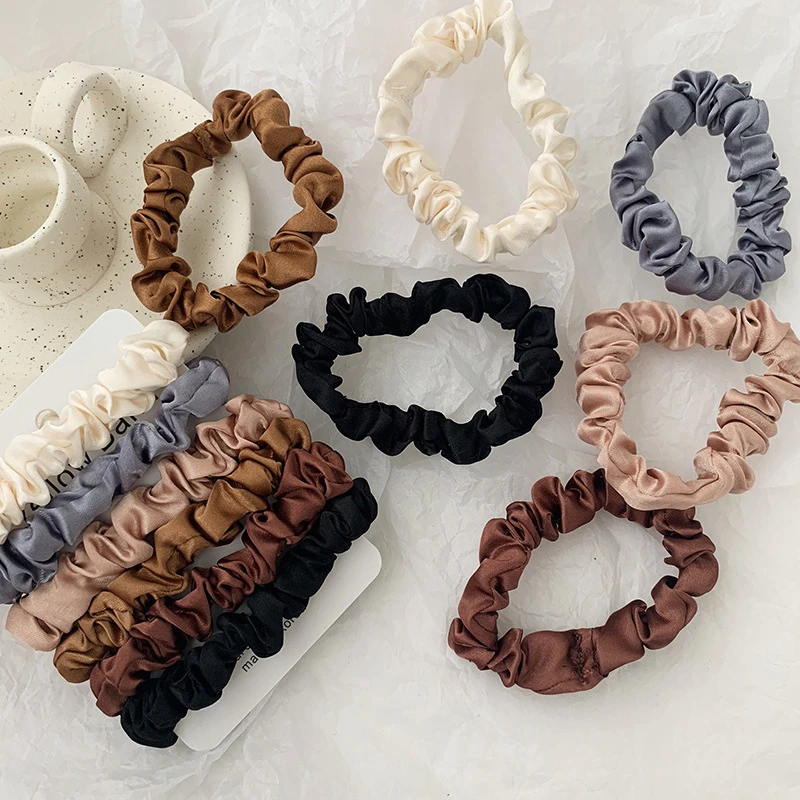 6 Pcs/Set Woman Fashion Scrunchies Silk Hair Ties Girls Ponytail Holders Rubber Band Elastic Hairband Hair Accessories shein hair accessories