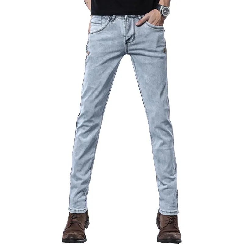 

Men's New Slim jeans Korean version of Elastic trousers tide Brand Simple feet Casual trousers Biker jeans