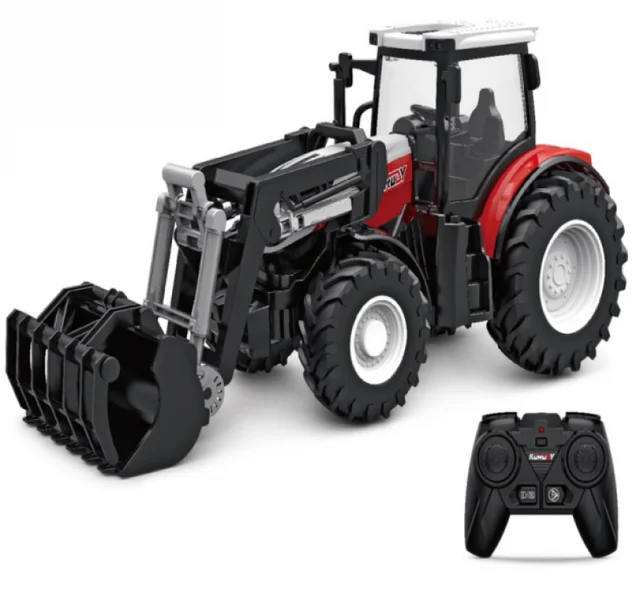 1/24 RC Tractor Trailer with LED Headlight Farm Toys Set 2.4GHZ Remote Control Cars Truck Farming Simulator for Boys Kids Gifts