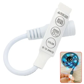

LED RGB Controller 19 Dynamic Modes 4-pin Colorful DC Jack Connector Strip Light Mini Home 3-key Lighting Portable For 5050 3528