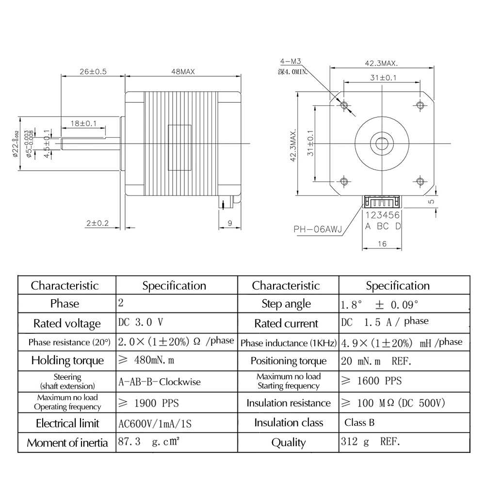 Nema17 17HS8401 17HS8401S para extrusora Titan с 4мя фазами, Nema 17 22 мм 42 двигатель para piezas de impressora 3D