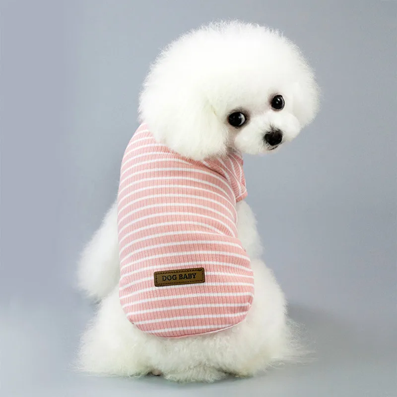 

10PC/Lot Summer Dog Clothes Cotton Stripes T-Shirts For Small Dogs Vest Puppy Pet Clothes