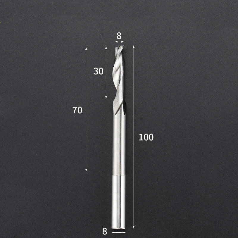 1pc-одиночная Флейта концевая фреза с винтовыми зубьями cnc HSS алюминиевый гравировальный фреза, двери и окна алюминиевого сплава фрезы бит, alucobond - Длина режущей кромки: 8x8x30x70x100