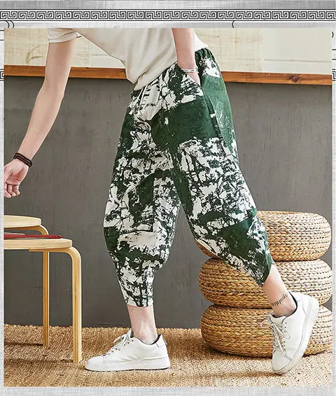 Summer Cotton Linen Shorts Men's  Casual Loose Fashion Sport Harun Seven Point Trousers Beach Shorts Large Size Breeches smart casual shorts