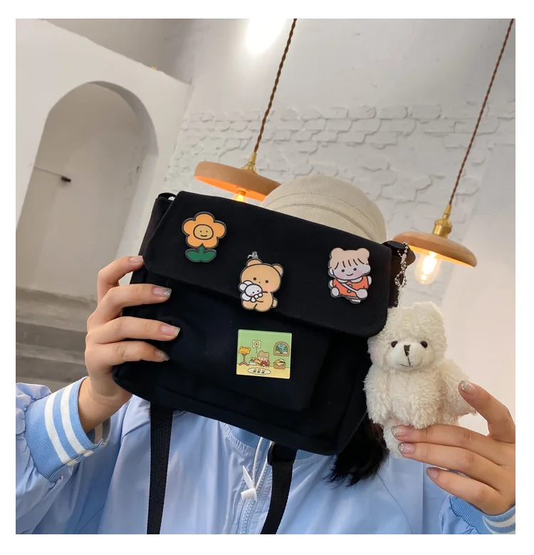 Cute Canvas Small Bag Female 2022 New Japanese Harajuku Diagonal Bag Wild Student Girl Shoulder Bag Bags for Women